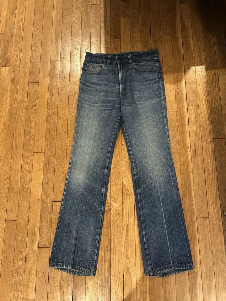 Vintage 70s Levis 517 0217 Denim Jeans Talon Zip Red Tab - Image 2 of 3