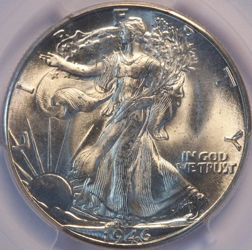 1946 D Walking Liberty Half Dollar, PCGS MS66, Dazzling, Full White Gem, Sharp!
