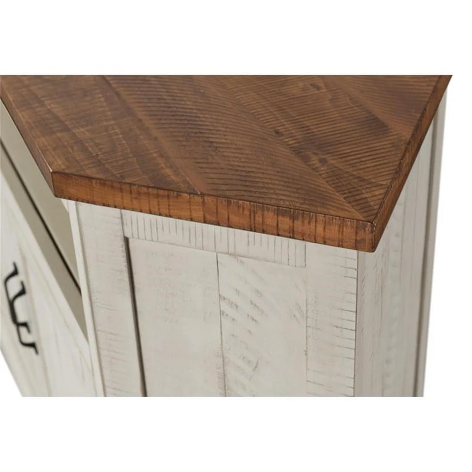 Martin Svensson Hogar Rústico Esquina 50" Madera Soporte TV Antiguo Blanco y Miel Foto 4 de 4