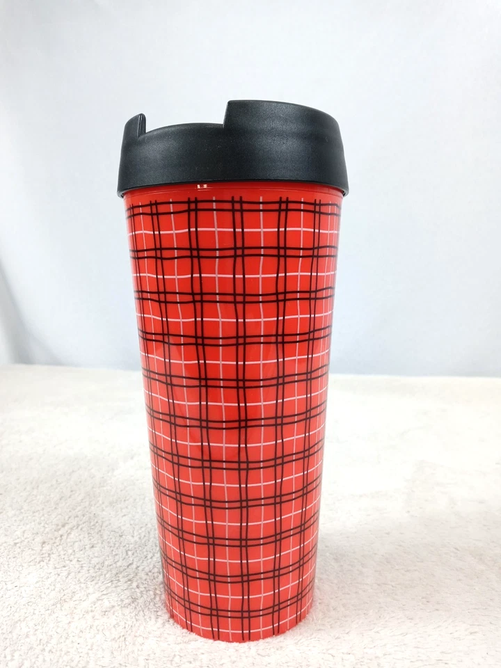 Vera Bradley Scottie Perro Vaso Rojo Cuadros Tartán Vacaciones Viaje Taza Taza Taza Foto 3 de 4
