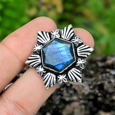 Blue Labradorite Ring Silver Ring 925 Sterling Silver Ring Anniversary Jewelry