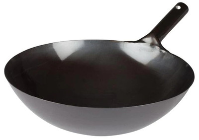 Chinese Wok with Integral Handle, 16-Inch, Black, Medium