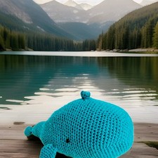 Anne Clair Petit Amsterdam Handmade Crocheted Blue Whale Plush Pillow Fab