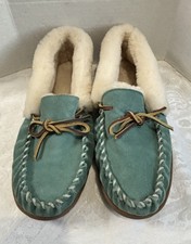 LL Bean Wicked Good Slippers Womens 11 Item 130484 Teal-Blue Mocs VGC