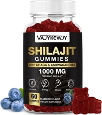 1000 MG Shilajit Gummies, Organic Shilajit Gummies with 85+ Trace Minerals, Fulv