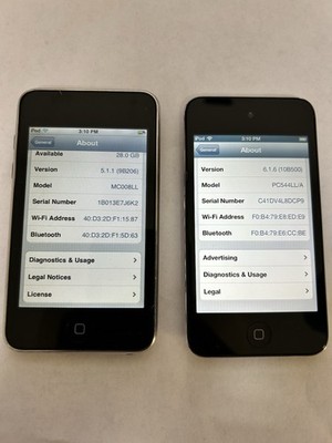 LOT OF 2 Apple iPod touch 4th Generation Black (32 GB) - A1318