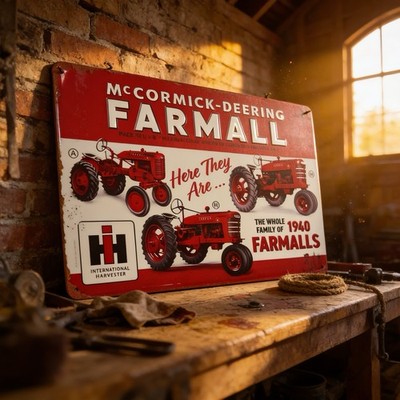 8''x12'' Retro Style McCormick-Deering Farmall Advertising Sign