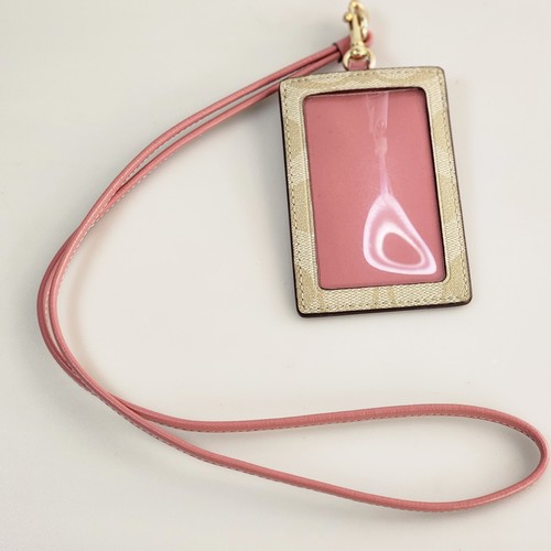 Coach 63274 Signature Rouge Khaki Lanyard ID Badge Holder