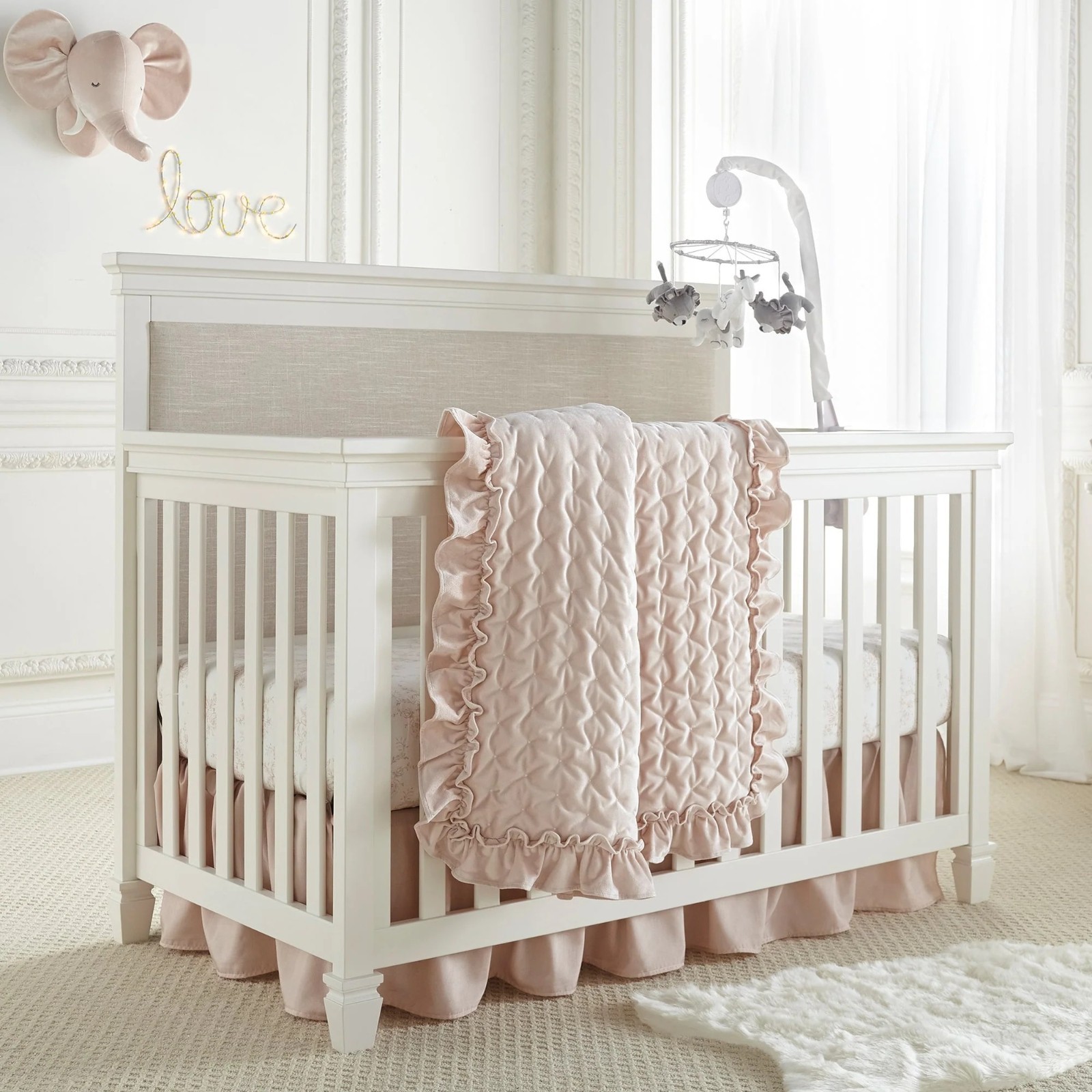 Levtex Baby Heritage Blush Velvet 4-Piece Crib Bedding Set