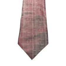 Piattelli Uomo Silk Tie Mens Burgundy Cream Textured Grid Pattern Made in USA