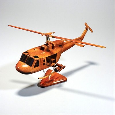 Handcrafted Mahogany UH-1 Gunship Helicopter Wood Model | Pilot & Veteran Gift