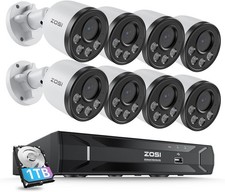 ZOSI 8CH 8pcs 4MP PoE Security Camera System with 1TB Detect Audio Recording