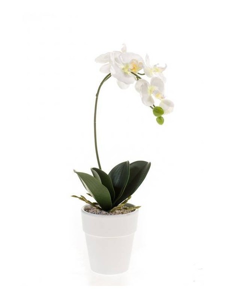 Artplants Kunstblume Phalaenopsis Orchidee Isis, Keramiktopf, Weiß, 40Cm-image