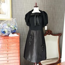 PRADA Black Dress Ensemble Size 44 Flared Glass Detail with Bolero