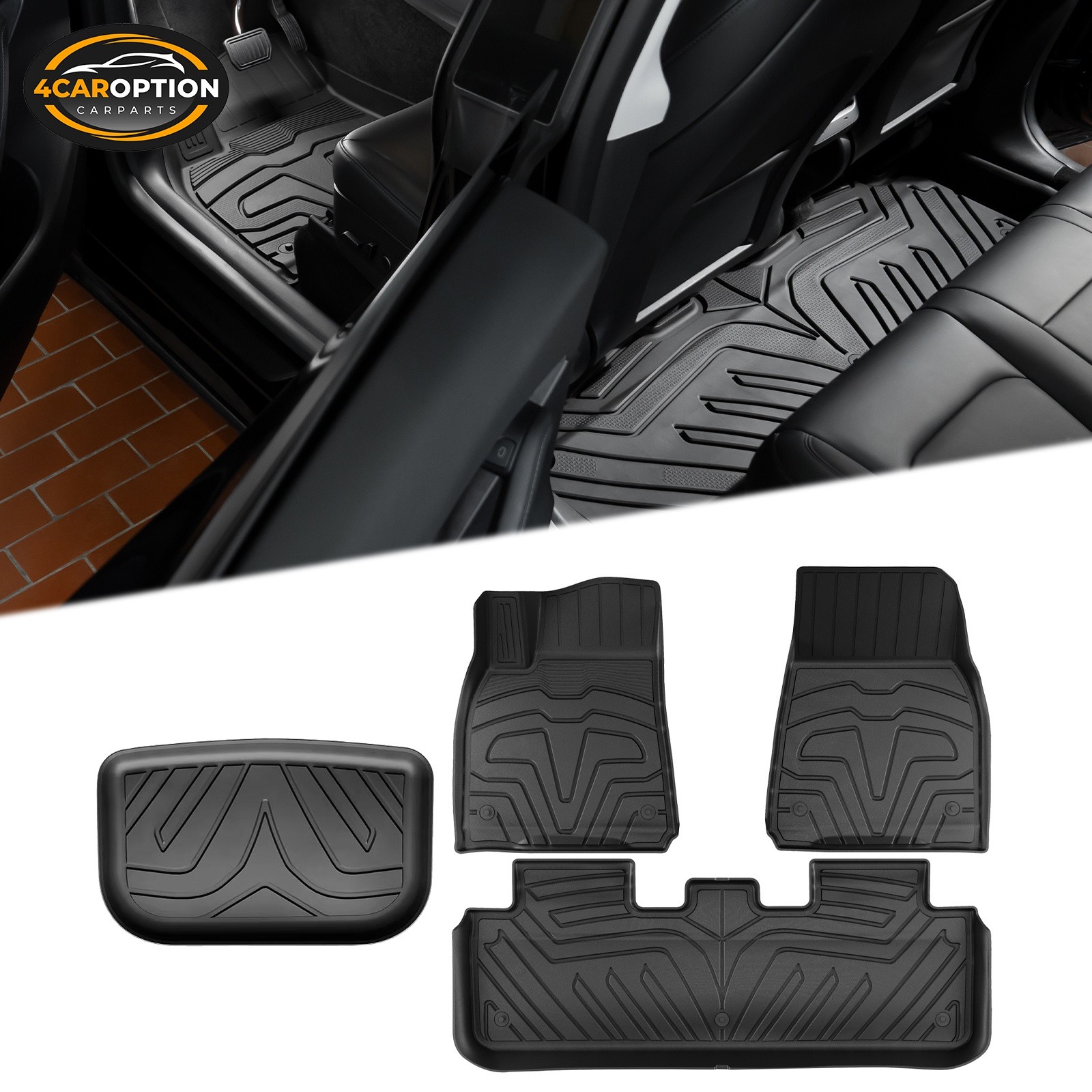 Fits 20-24 Tesla Model Y Floor Mats Liner Guard & 3D TPE Trunk Mat Pad Carpets
