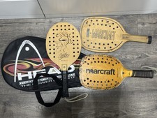 Lot Of 3 Vintage Racquetball Rackets Marcraft Laser  Head Titanium Case