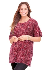 Catherines Women's Plus Size Easy Fit Short Sleeve Scoopneck Tunic