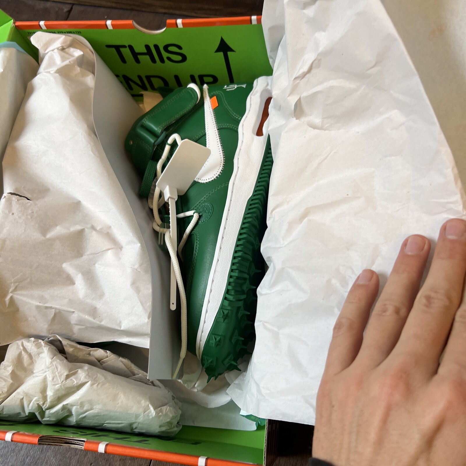 OFF WHITE X NIKE Taglia EU 44 Nike Off White x Air Force 1 SP Leather Mid Pine Green