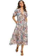 NICHOLAS Amina Midi Dress Floral Work Casual Size AU 8 RRP 465 WITH DEFECTS