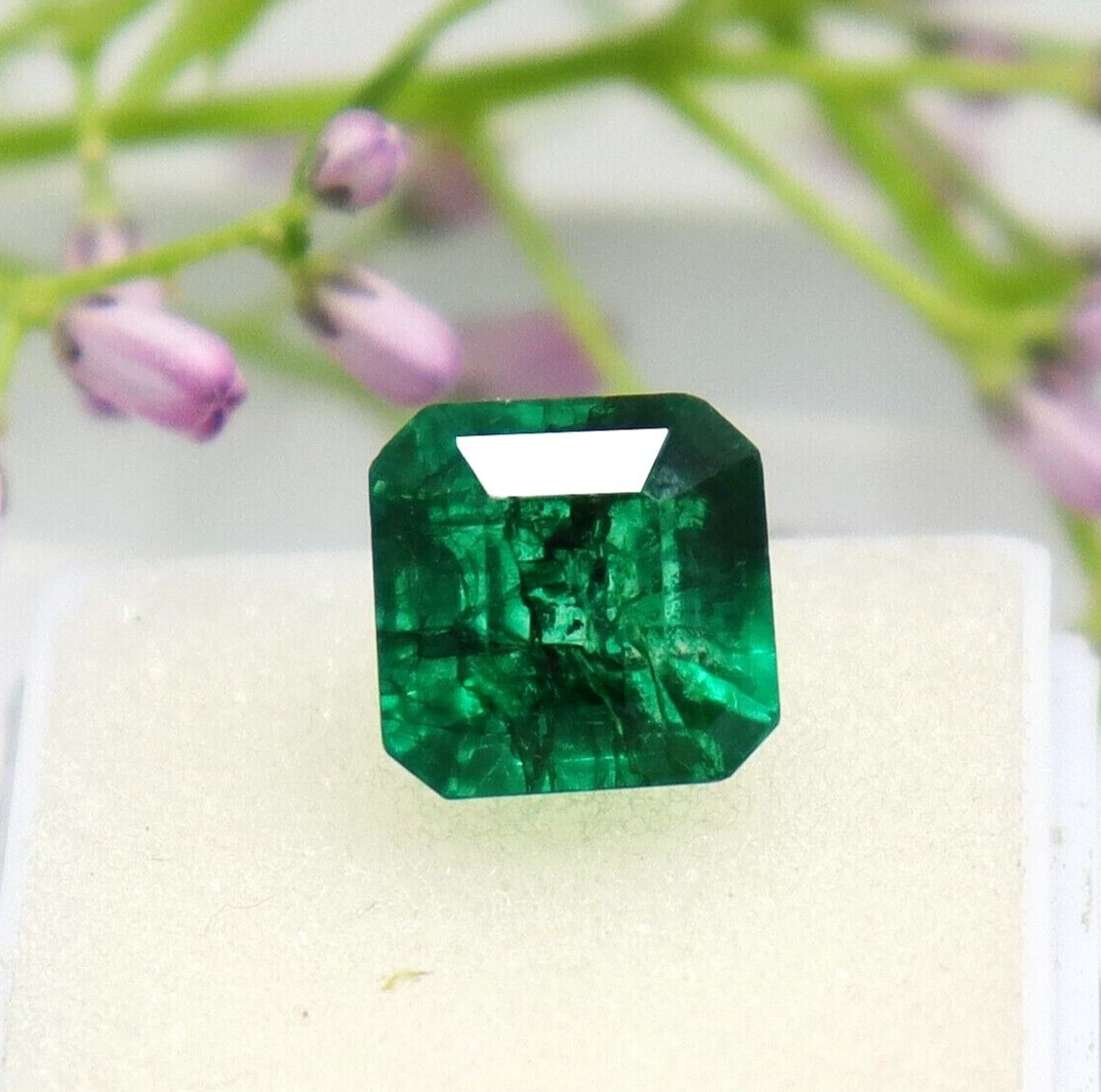6.40 Ct Colombian Green Emerald Certified Loose Gemstone Radiant Shape