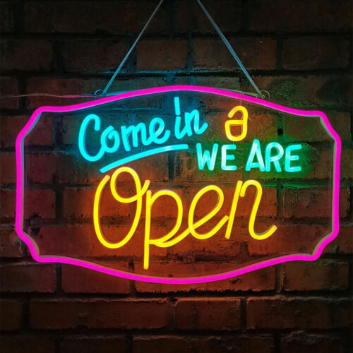Customized Ultra Bright Silicone Rope Lights "Come in, We are Open" Sign Logo - Picture 1 of 8