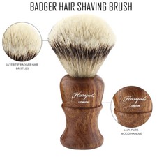 UNISEX Barber Shaving Brush Sliver Tip Badger Hair in Pure Wooden Handle