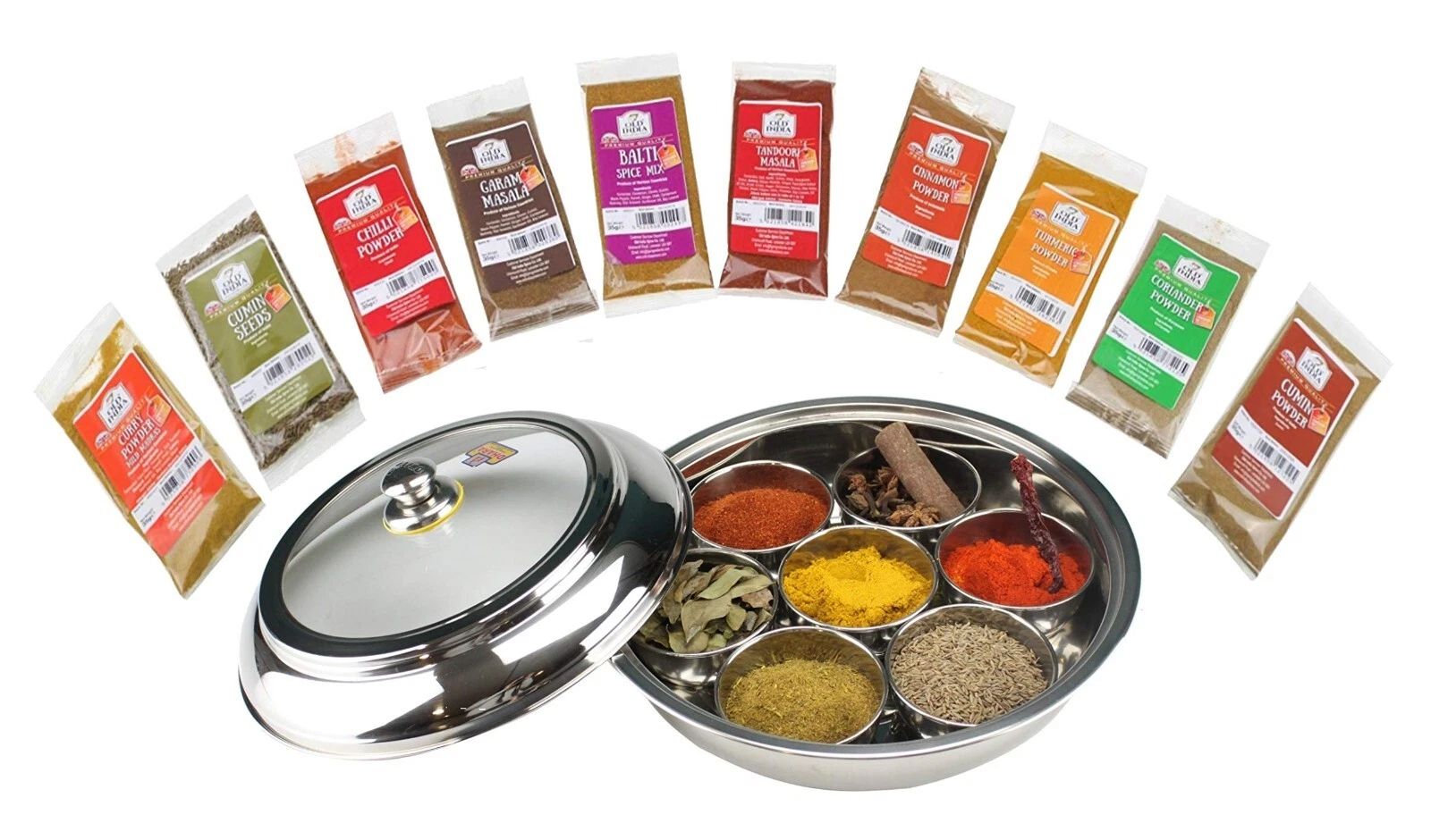 Authentic Spice Tin Indian Masala Dabba 7 Spices Storage Box WITH SPICE KIT
Opens in a new window or