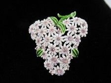 Vintage Enamel and Rhinestone Flower Blossoms Brooch, Pin