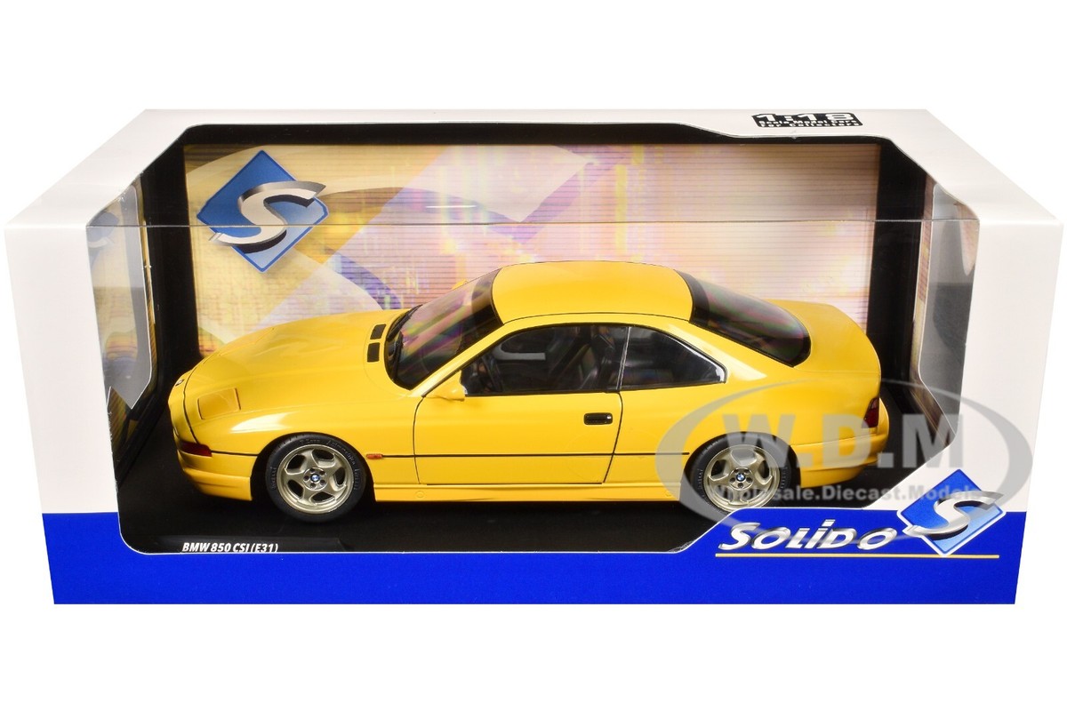 1990 BMW 850 (E31) CSI DAKAR YELLOW 1/18 DIECAST MODEL CAR BY