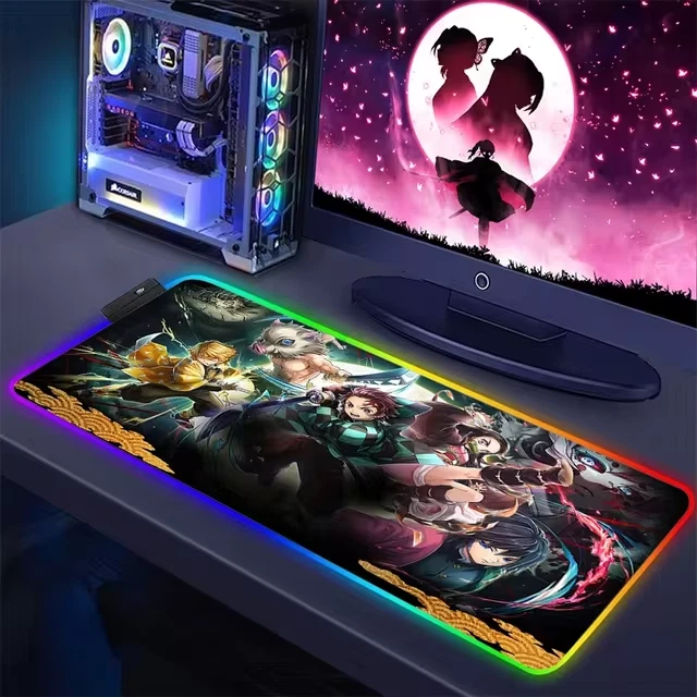Mouse Pad Gamer Anime demon RGB LED Desk Mat