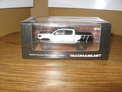 GCD Diecast Talk 1/64 scale White Toyota Tacoma Pre-Runner ''PUGZ'' 1/1008 pcs