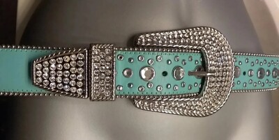 Christine Alexander Turquoise Crystal-Studded Women’s Belt (Small) VTG CHRISTINE ALEXANDER TURQUOISE W/RHINESTONES Black  main image 4