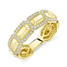 Geo Taglio Anello Diamante 14K Oro Giallo 0.28 KT Fascia Massiccio Donna Moda