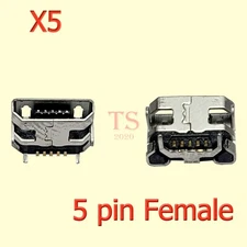 5 X New Micro USB 5 Pin with Horn Charging Sync Port Mount Jack Connector USA