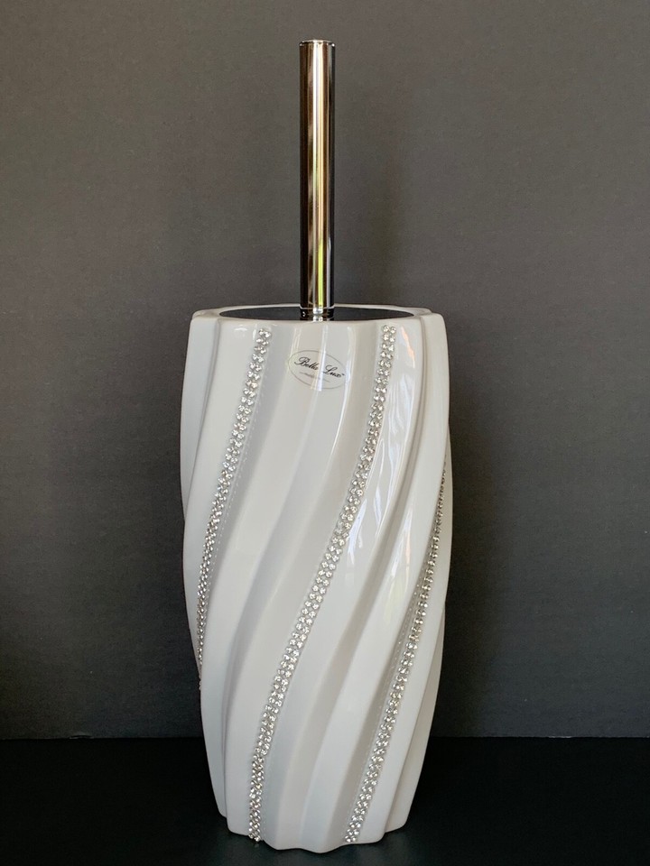 Bella Lux White Swirled Crystal Rhinestones Ceramic Bath Vanity Access