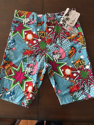 Royal and Awesome Kids Golf Shorts Boys Blue Partoon Comic Book