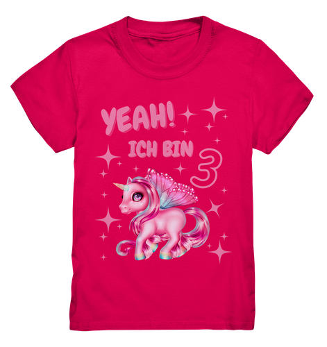 Ich bin 3 - Kinder Geburtstagsshirt 3. Jahre Mädchen Einhorn Geschenk T-Shirt - Bild 8 von 8