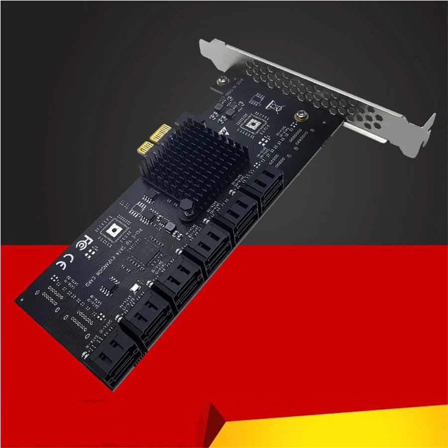 PCIE SATA Adapter Card PCIE Card 12 Port SATA 3 PCI Express X1 Expansion Card - Image 4 of 4