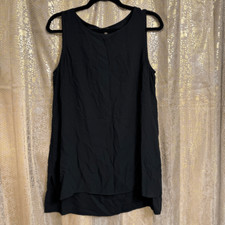 Eileen Fisher 100 Silk Black Lightweight Flowy Tunic Tank Top Blouse Small