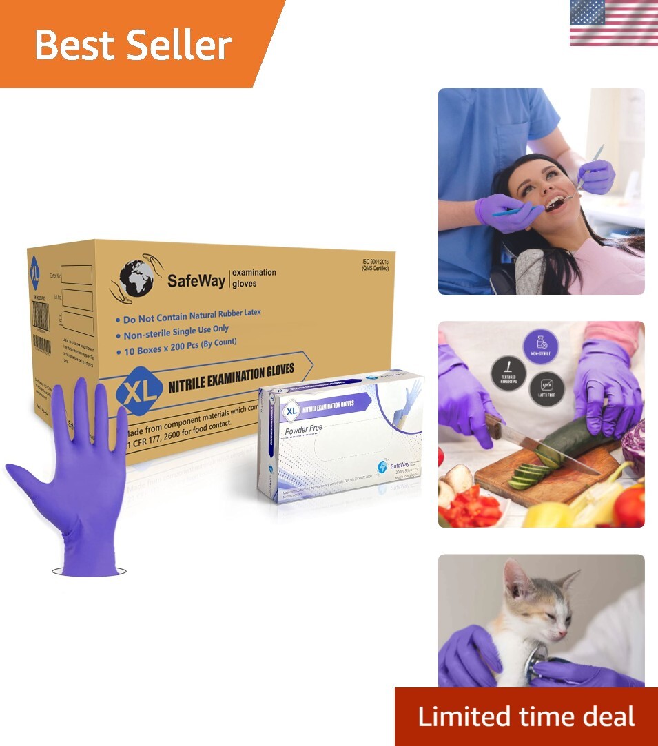 2000-Count Powder-Free Nitrile Exam Gloves with Textured Fingertips Latex-Free