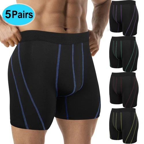 Men's Boxer Briefs 5 Pack Soft Mens Performance Underwear Boxers Athletic Boxer - Picture 1 of 17