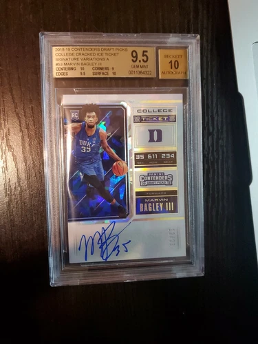 2018-19 Panini Contenders Draft  Cracked Ice AUTO Marvin Bagley III /23 BGS 9.5