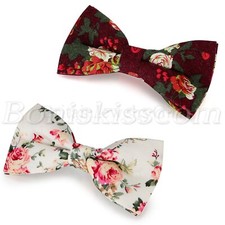 Men's Casual Flowers Floral Printing Bowtie Pre-tied Bow Tie Bowknot Adjustable