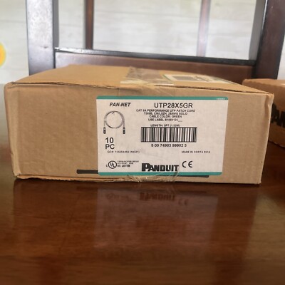 Panduit 10 Pc UTP28X5GR Cat.6a UTP Patch Network Cable - 5 ft Category 6a