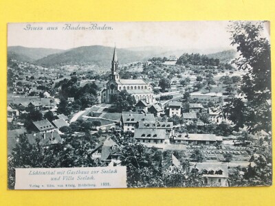 cpa Postkarte SELTEN DEUTSCHLAND Gruss aus BADEN-BADEN Gasthaus VILLA SEELACH
