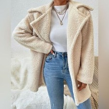 Nwot Womens Cream Teddy Coat Size Extra Small Xs