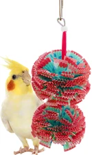 1065 Duo Paper Puff Bird Toy foraging parrot toys cages shred cockatiel budgie