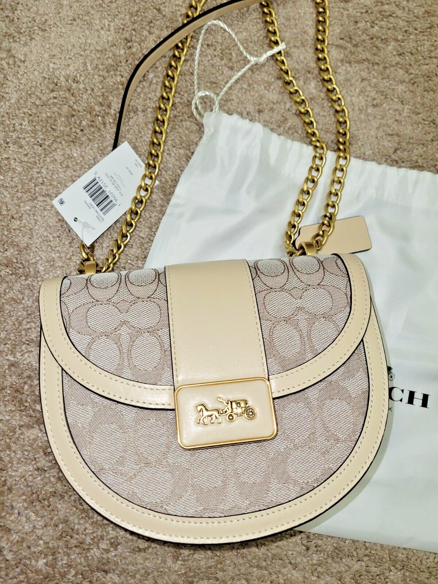 AUTH COACH SIGNATURE JAQUARD ALIE SADDLE CROSSBODY BAG BNWT