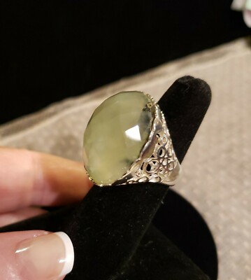 Sterling Silver PREHNITE Ring, PAOLA VALENTINI Bubbles Design, Italy, Size 7