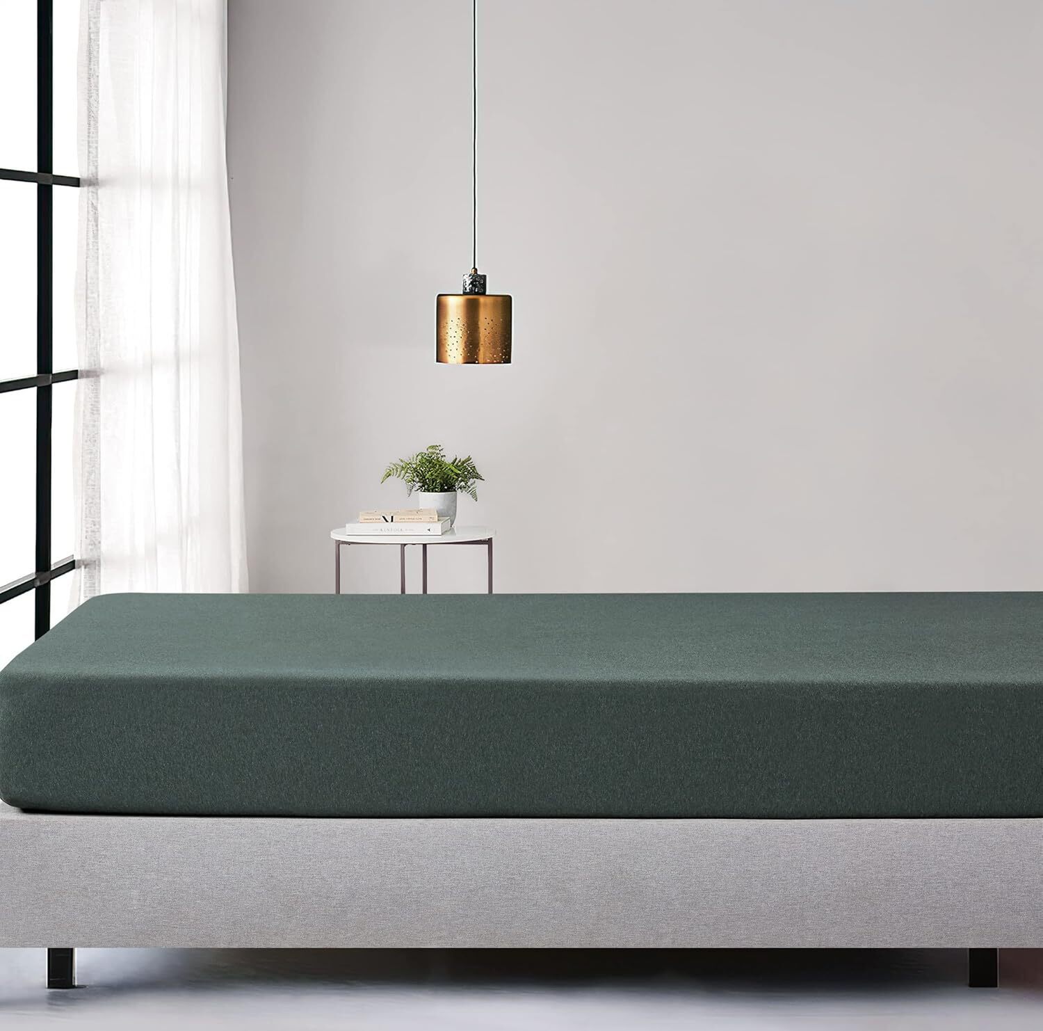 NNEDSZ 100% Jersey Cotton Soft Stretchy Breathable Fitted Sheet - Forest Green -